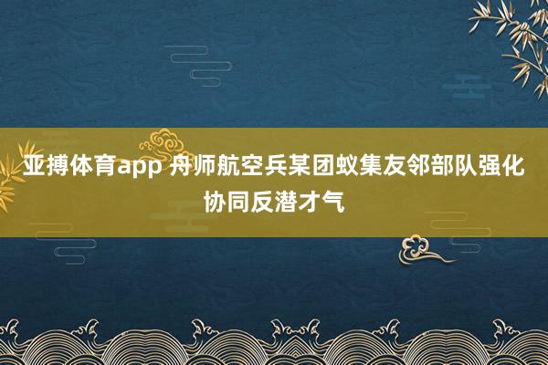 亚搏体育app 舟师航空兵某团蚁集友邻部队强化协同反潜才气