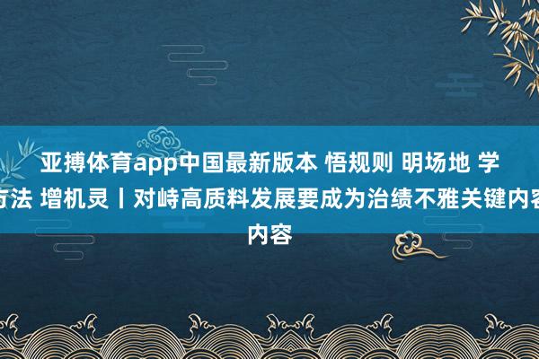 亚搏体育app中国最新版本 悟规则 明场地 学方法 增机灵丨对峙高质料发展要成为治绩不雅关键内容