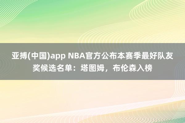 亚搏(中国)app NBA官方公布本赛季最好队友奖候选名单：塔图姆，布伦森入榜