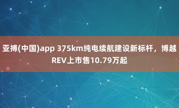 亚搏(中国)app 375km纯电续航建设新标杆，博越REV上市售10.79万起