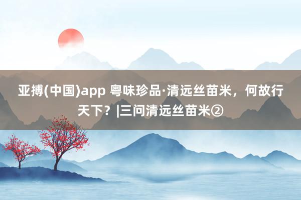 亚搏(中国)app 粤味珍品·清远丝苗米，何故行天下？|三问清远丝苗米②