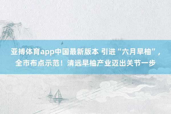 亚搏体育app中国最新版本 引进“六月早柚”，全市布点示范！清远早柚产业迈出关节一步