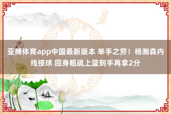 亚搏体育app中国最新版本 举手之劳！杨瀚森内线接球 回身粗疏上篮到手再拿2分