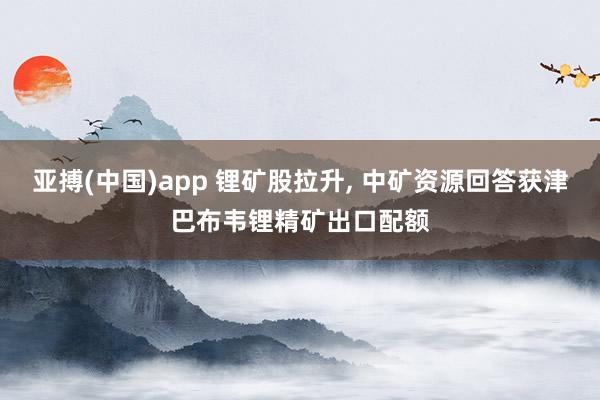亚搏(中国)app 锂矿股拉升, 中矿资源回答获津巴布韦锂精矿出口配额