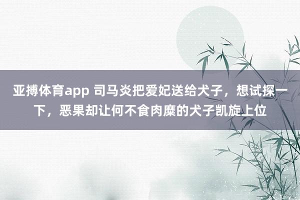 亚搏体育app 司马炎把爱妃送给犬子，想试探一下，恶果却让何不食肉糜的犬子凯旋上位